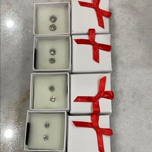 925 Set of 4 Elegant Silver Stud Earrings